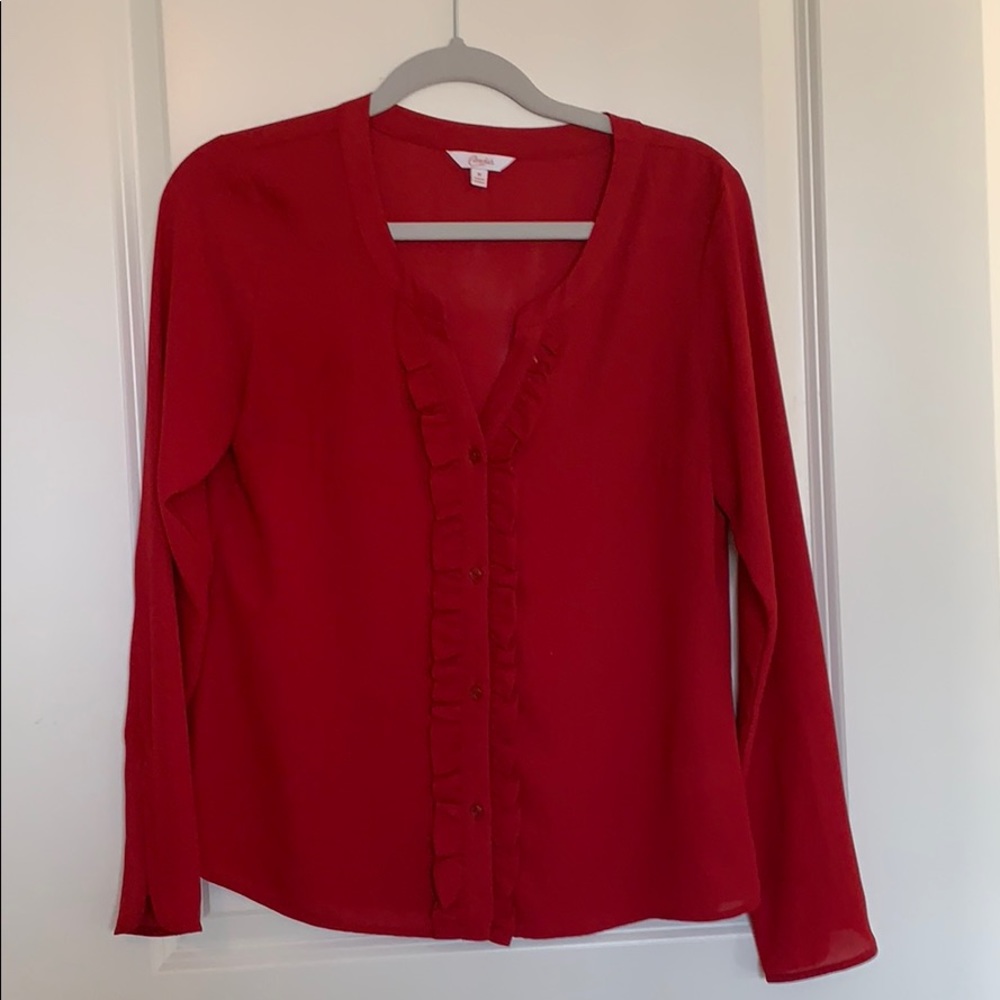 Red Button Down Blouse